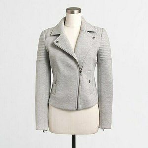 J. Crew Bonded Motorcycle Jacket Buttons Gray Cotton Women's Size Small S